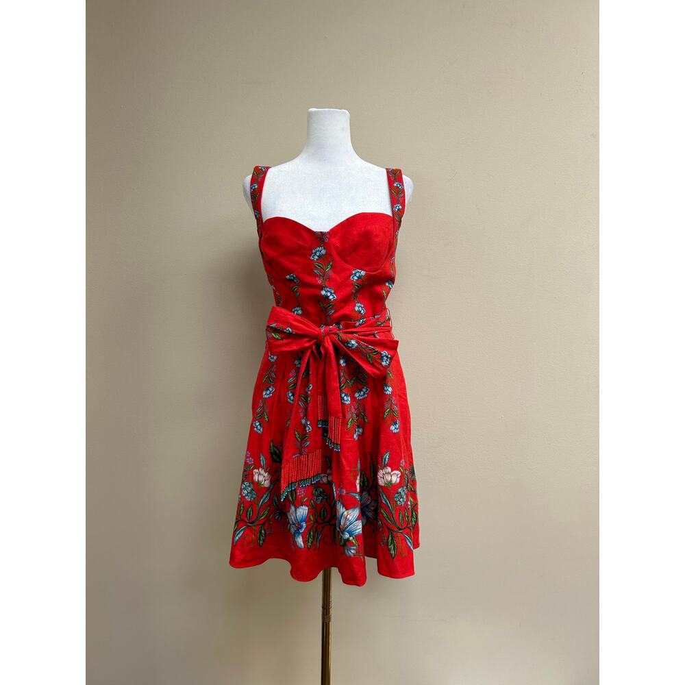 FARM RIO Sweet Bloom Bouquet Red Sleeveless Mini Dress NWT L Retail $210 - Picture 4 of 5